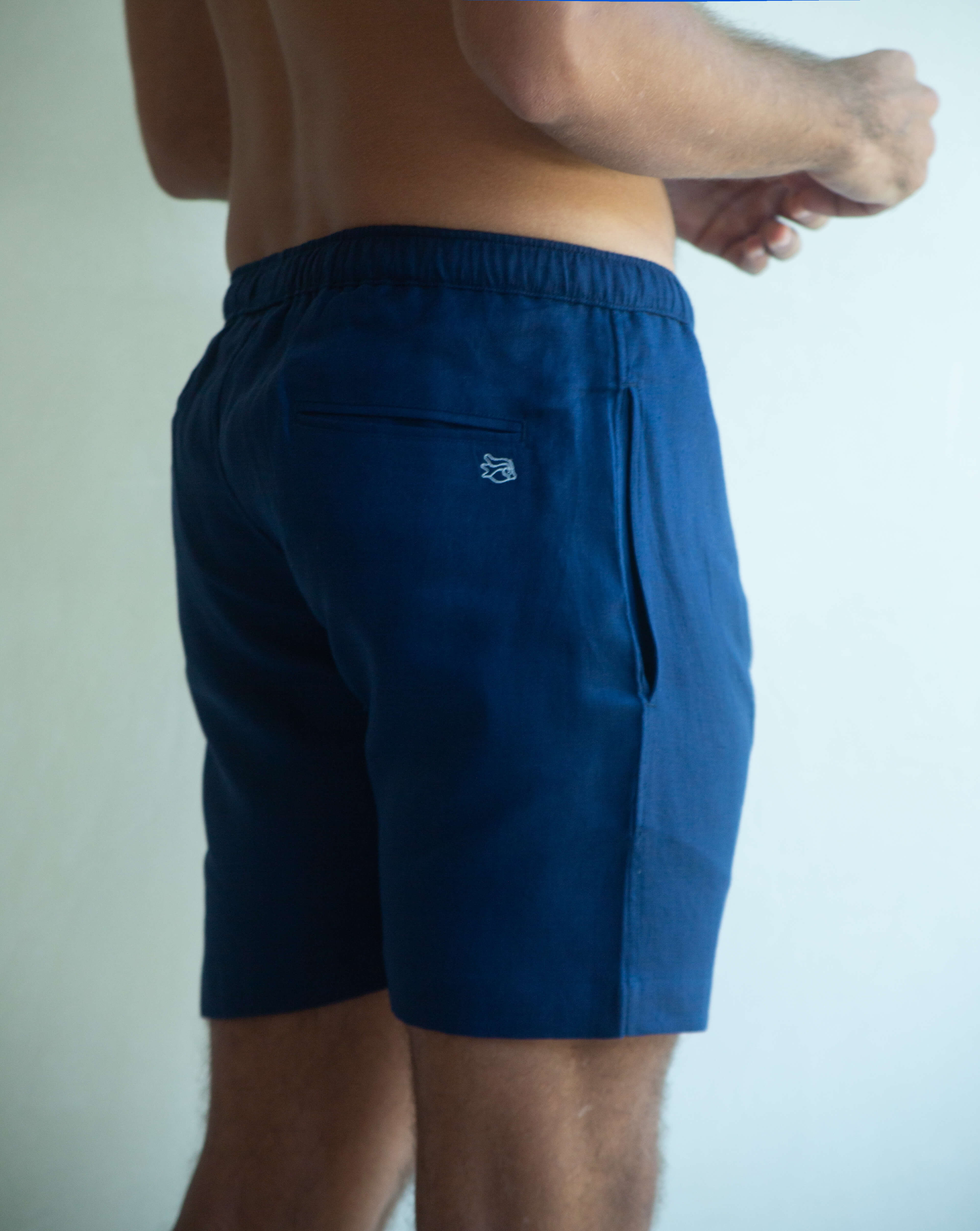CAPRI Linen Bermudas - Navy Blue Jaspe - CRASQI