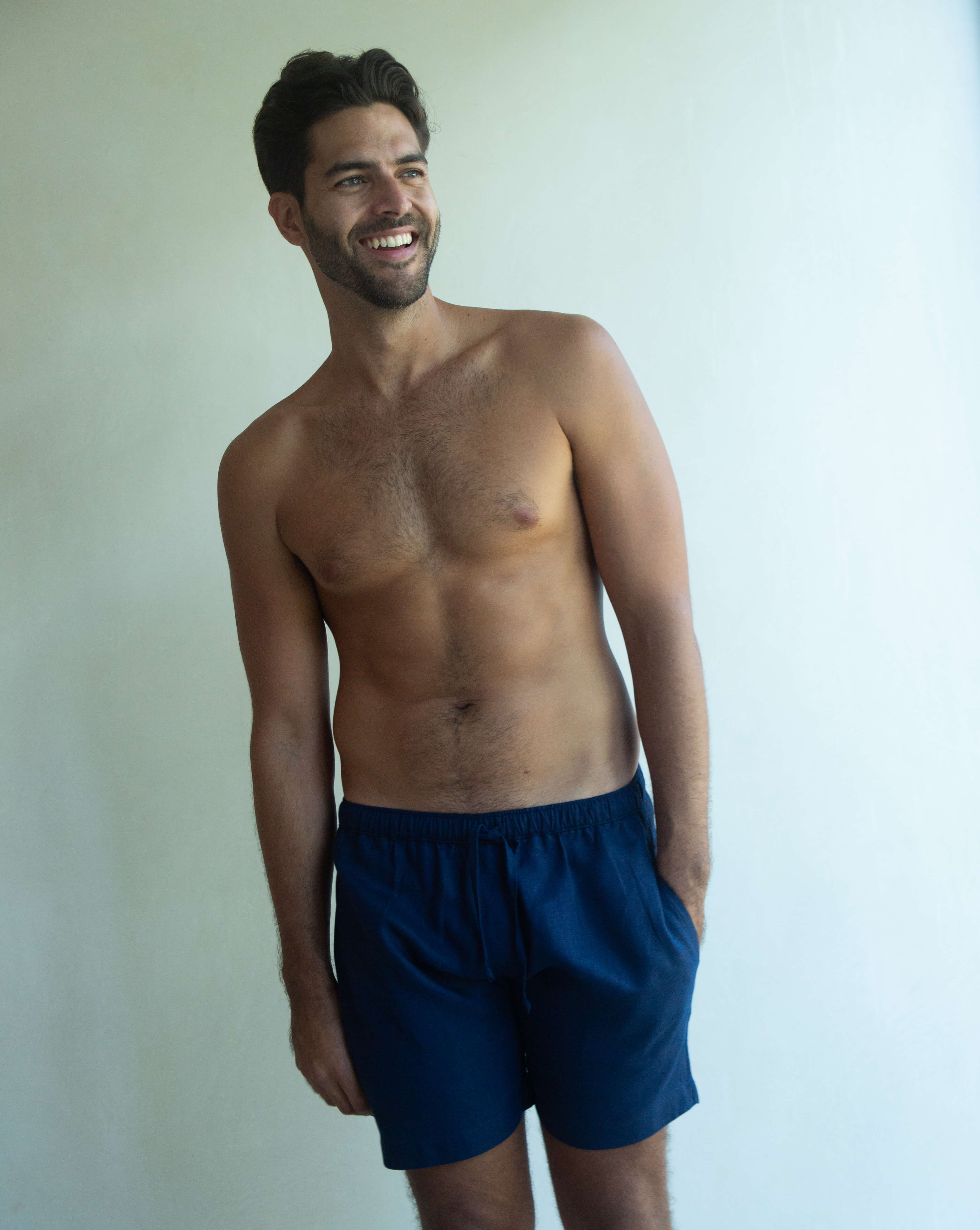 CAPRI Linen Bermudas - Navy Blue Jaspe - CRASQI