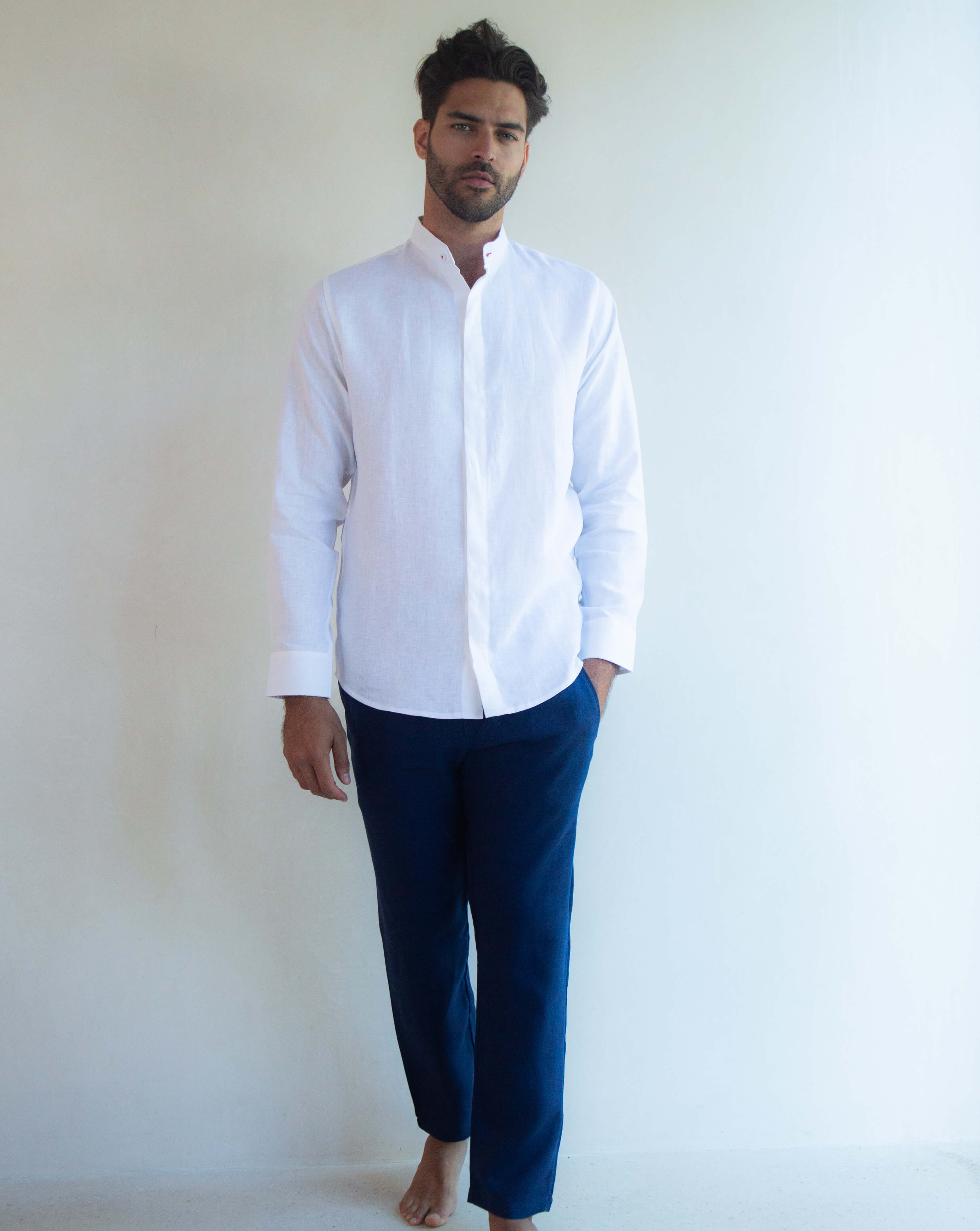 SARDINIA Linen Pant - Navy Blue Jaspe - CRASQI