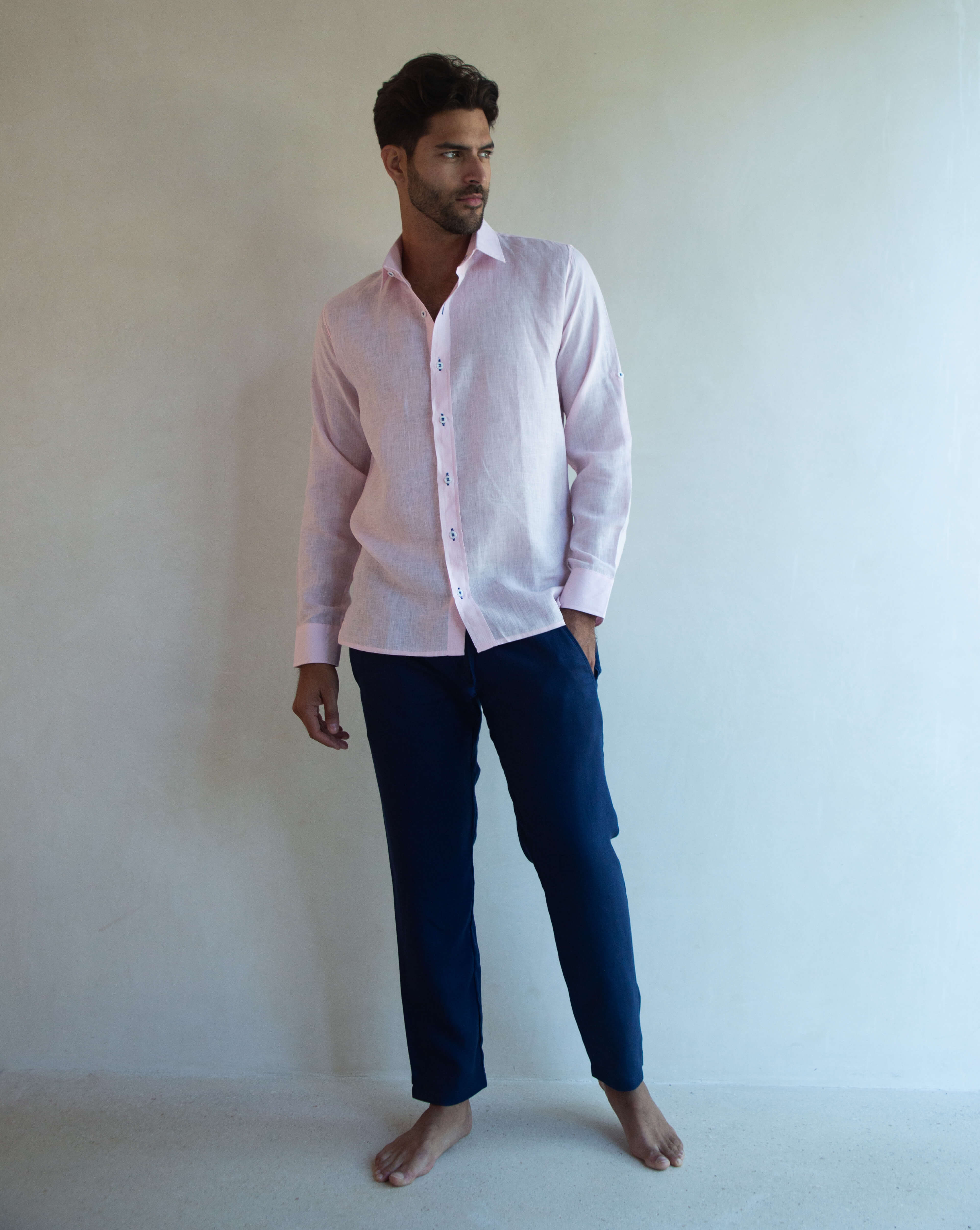 SARDINIA Linen Pant - Navy Blue Jaspe - CRASQI