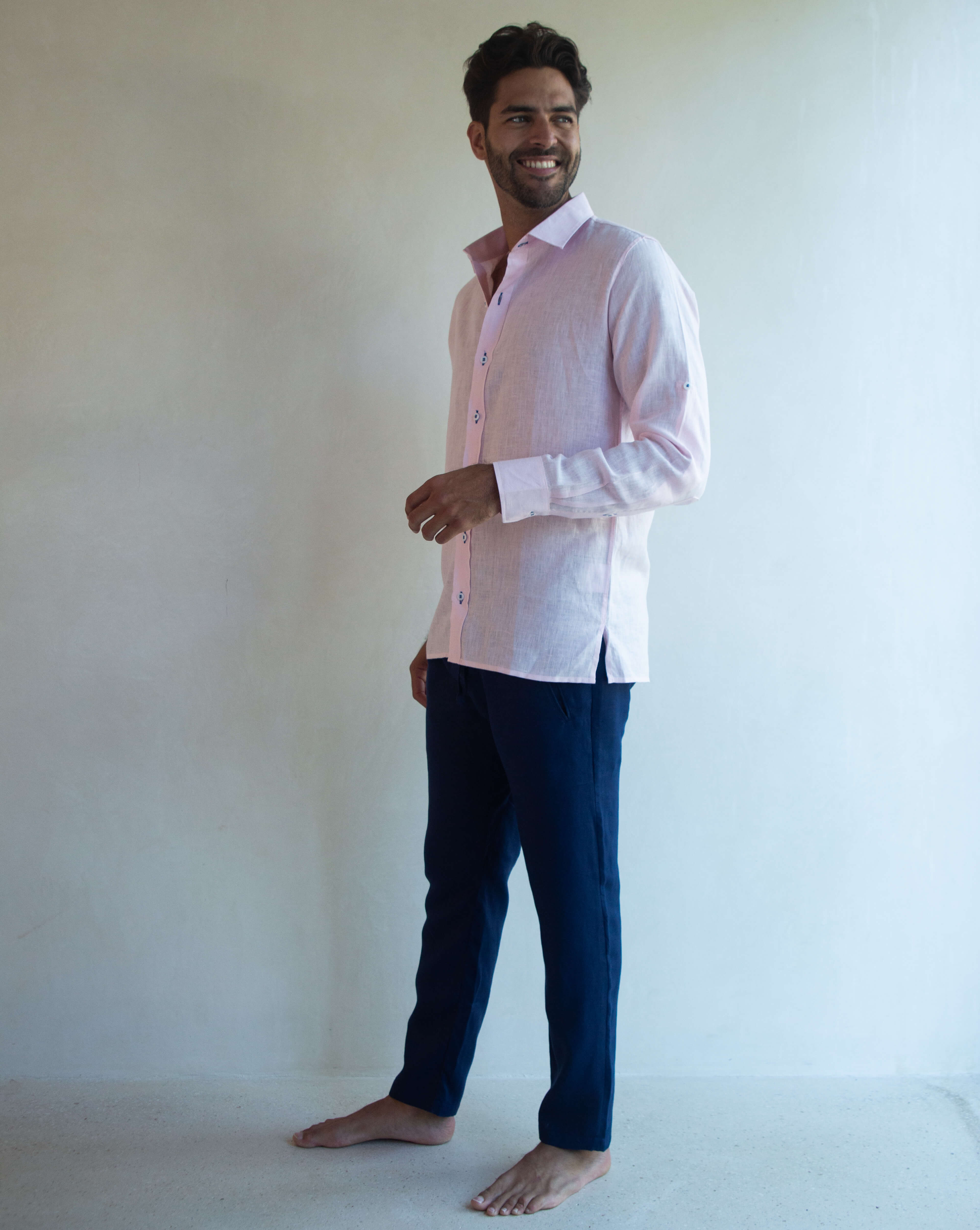 SARDINIA Linen Pant - Navy Blue Jaspe - CRASQI