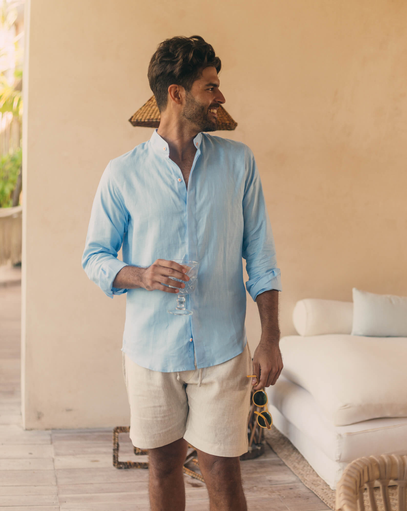 CAPRI Linen Bermudas - Light Sand - CRASQI