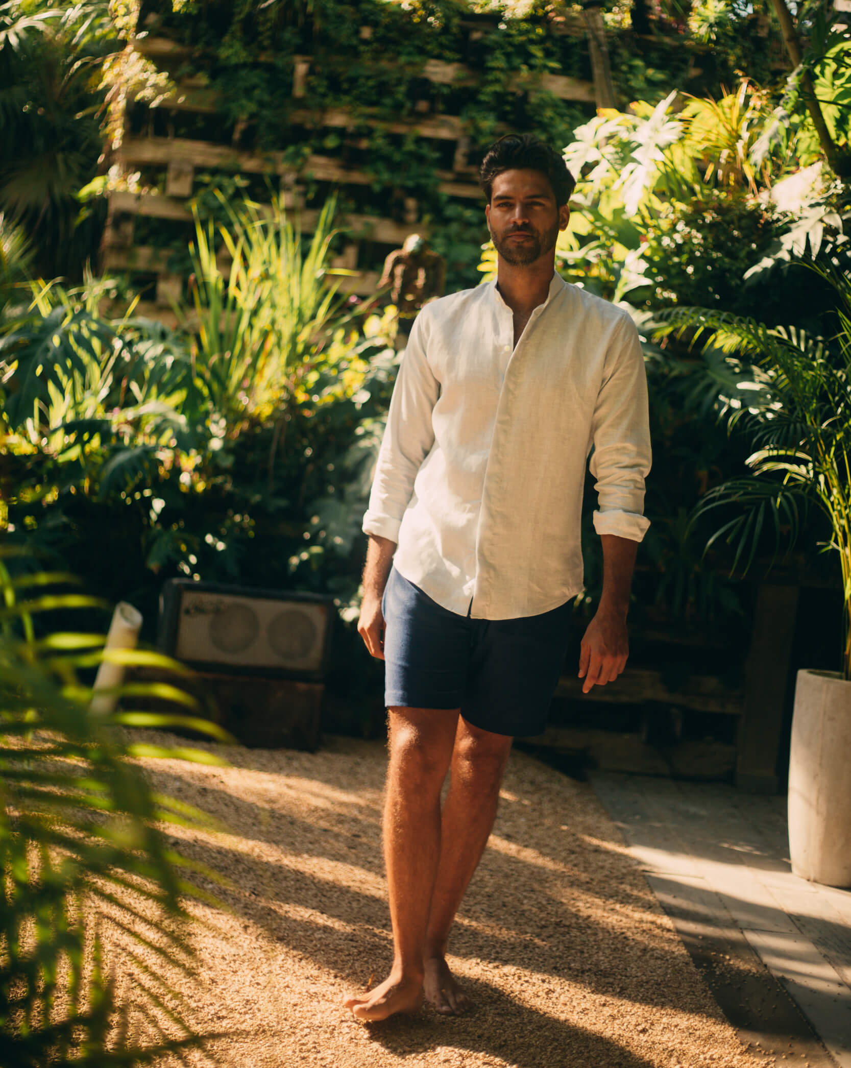 CAPRI Linen Bermudas - Navy Blue Jaspe - CRASQI