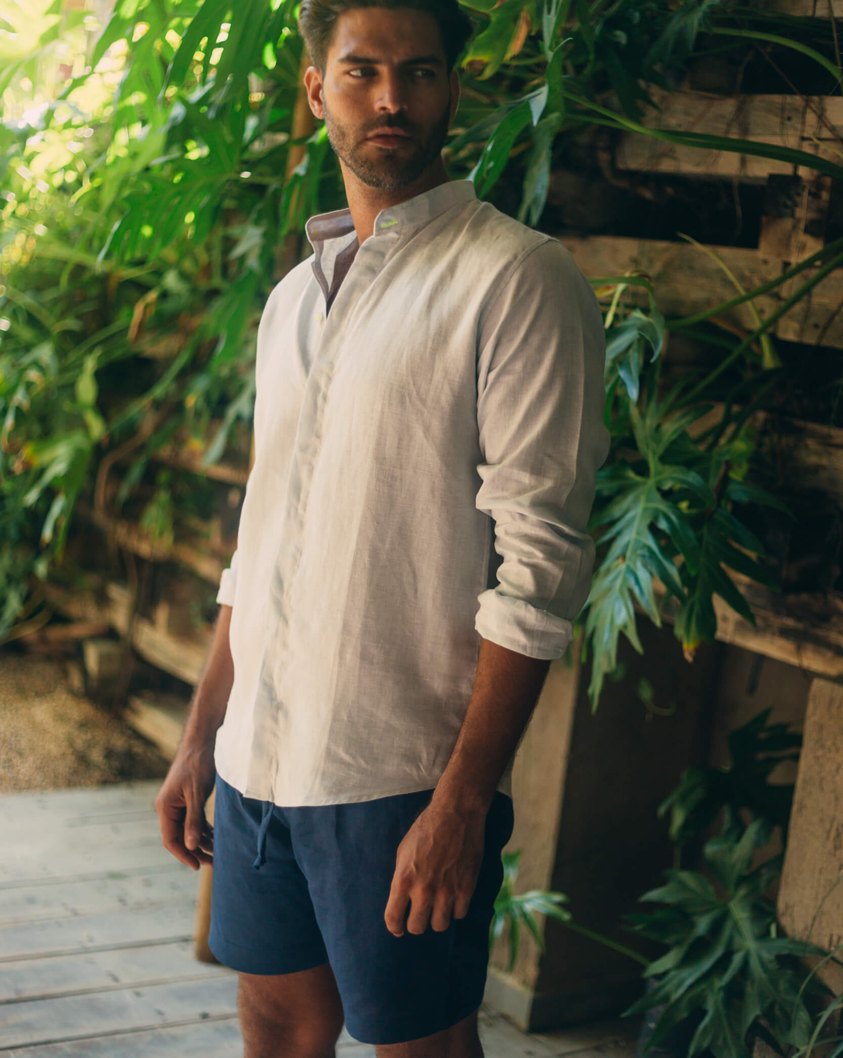 CAPRI Linen Bermudas - Navy Blue Jaspe - CRASQI