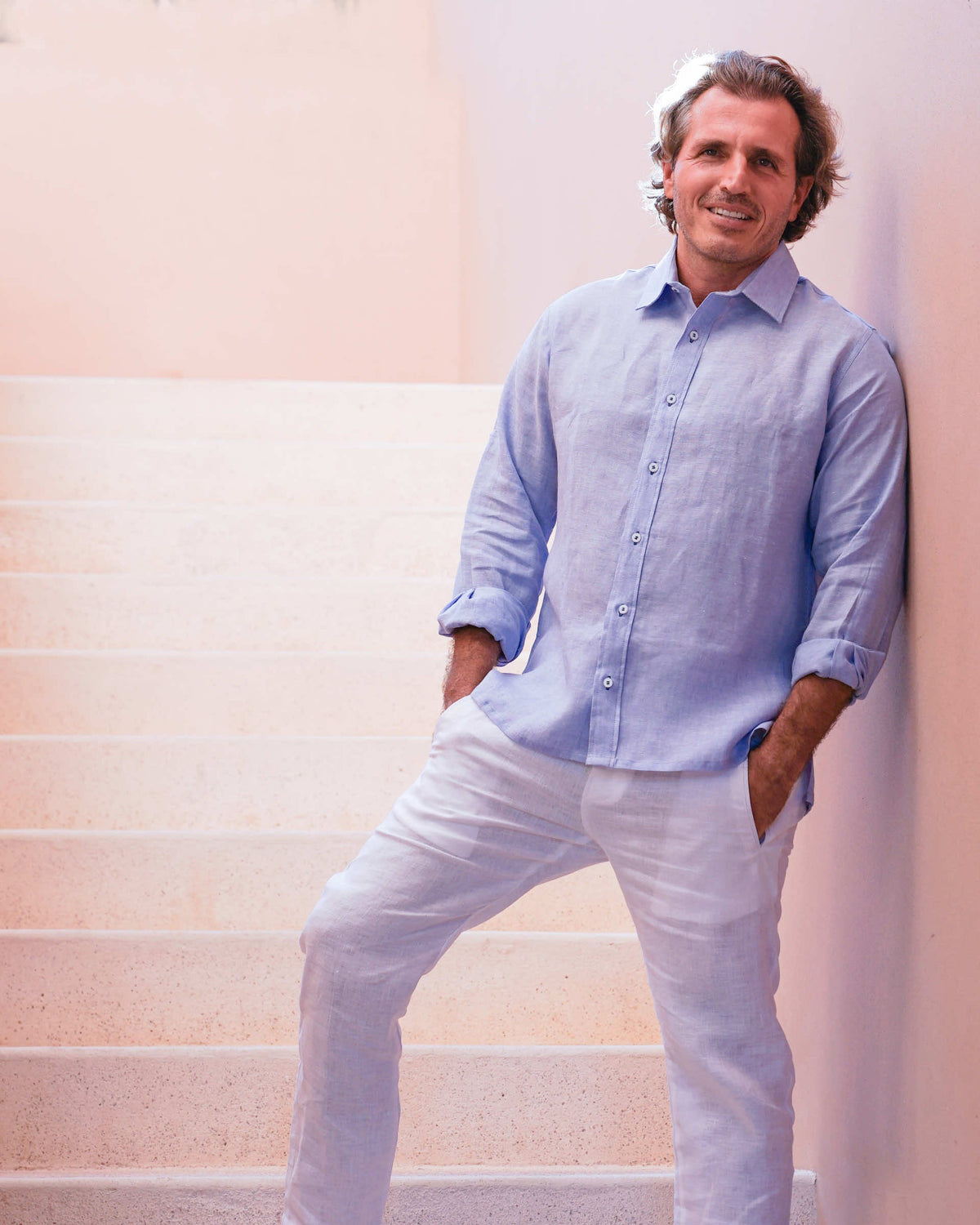 MALLORCA Linen Shirt - Azulito/Navy Blue - CRASQI