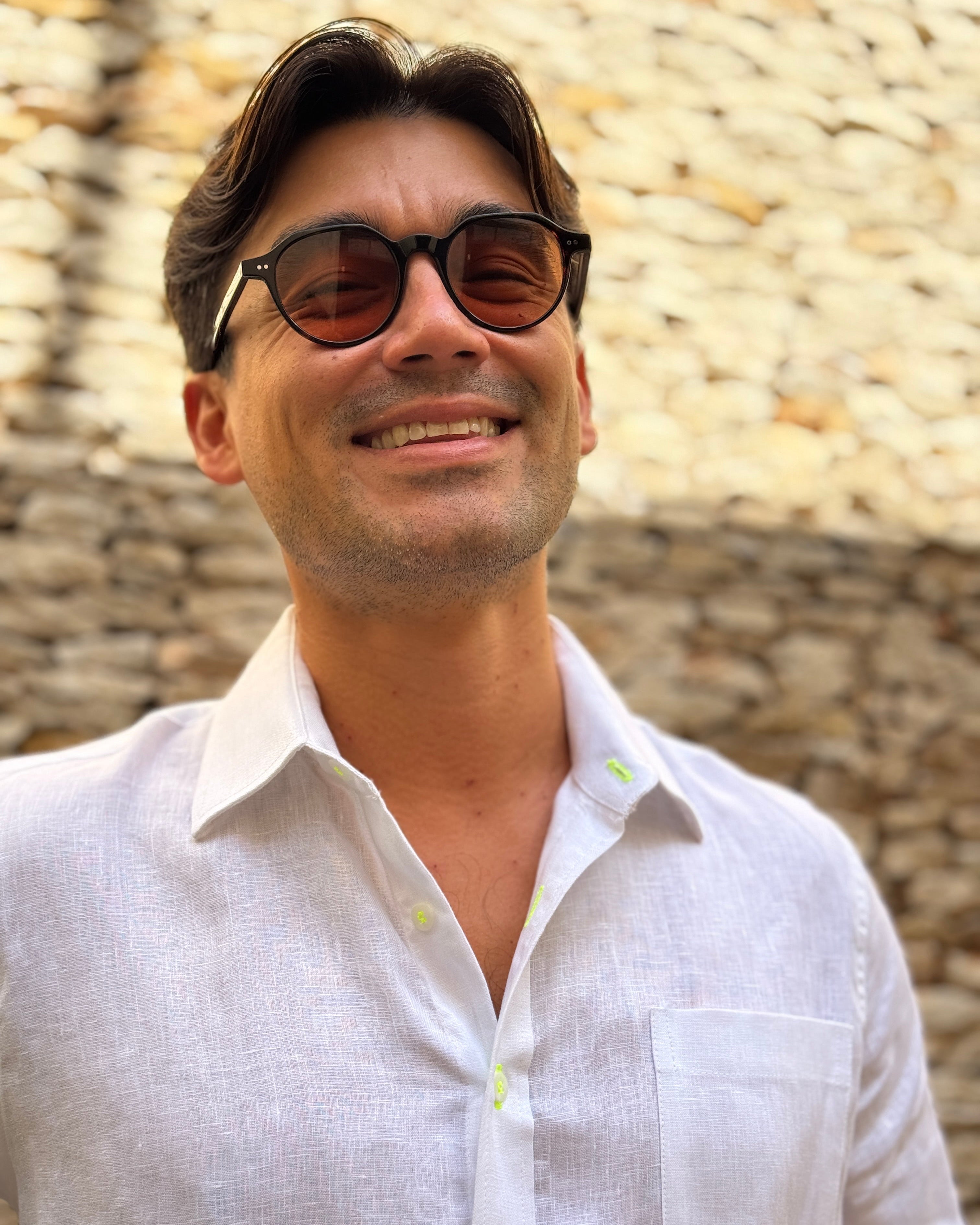 MARBELLA Linen Shirt - White/NEON YELLOW - CRASQI