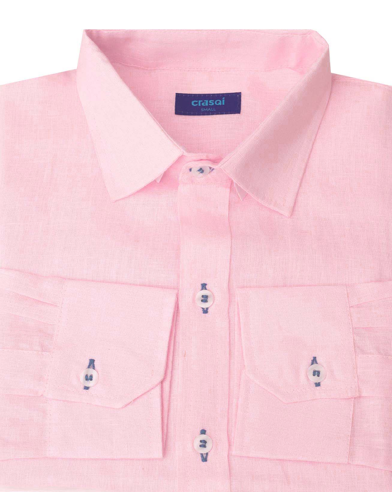 MARBELLA Linen Shirt - Pink/Lilac - CRASQI