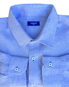 MALLORCA Linen Shirt - Azul Cielo/Navy Blue - CRASQI