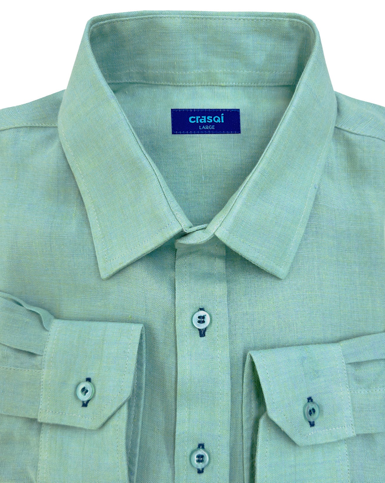 MALLORCA Linen Shirt - Light Green/Dark Jade - CRASQI