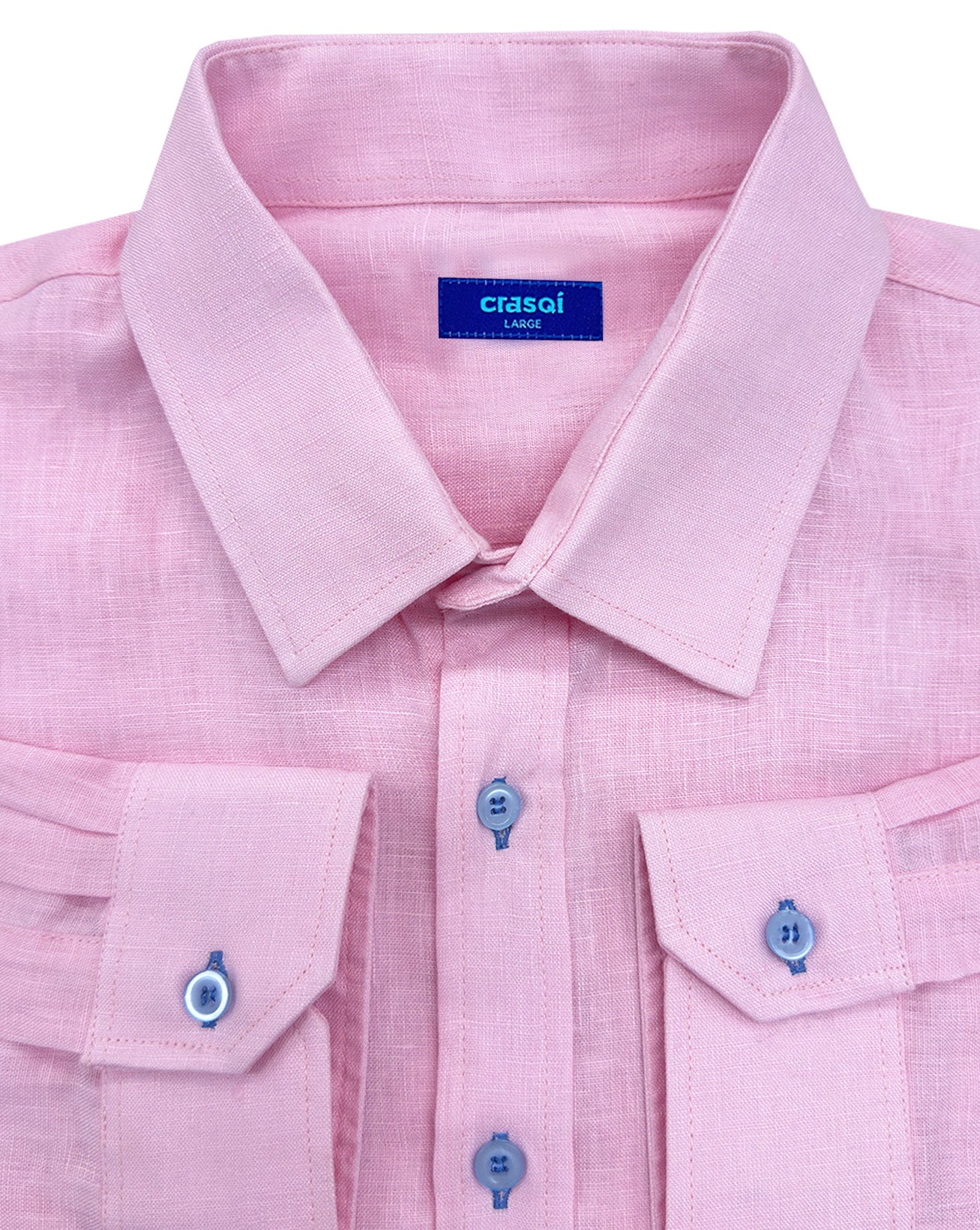 MALLORCA Linen Shirt - Pink/Blue/Blue - CRASQI