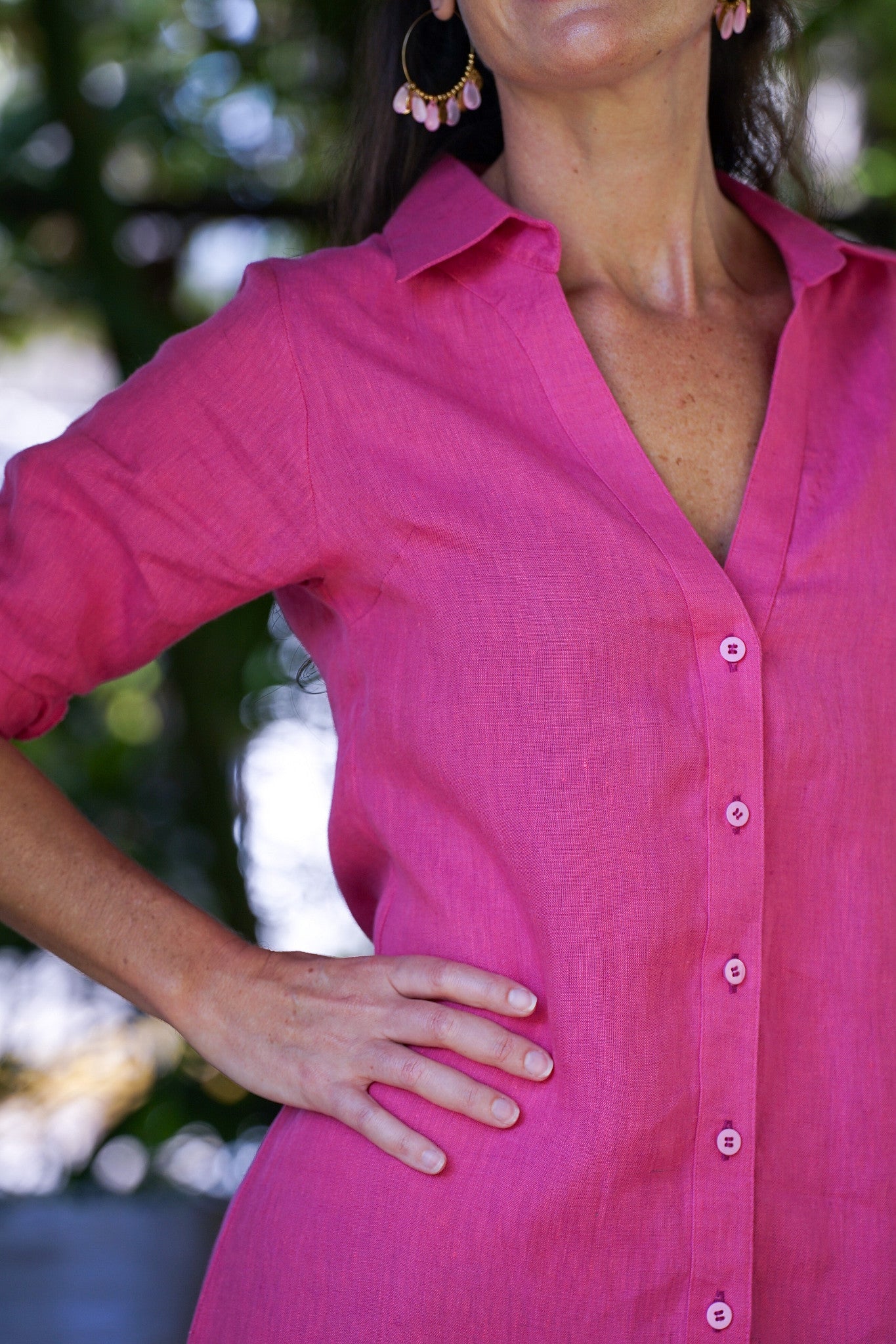 Shirt dress - Fucsia - CRASQI