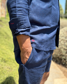 MENORCA Linen Shirt - Navy/Red - CRASQI