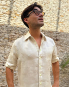 MARBELLA Linen Shirt - Sand/Neon Yellow - CRASQI