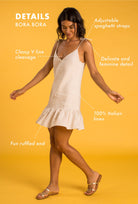 BORA-BORA Linen Dress - Navy Blue - CRASQI