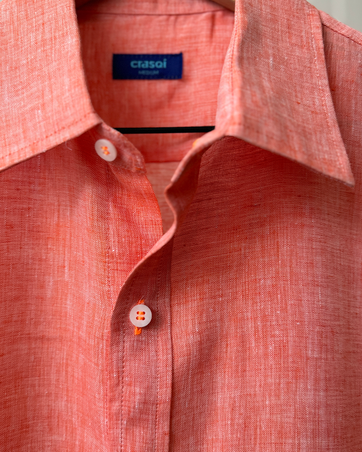 MALLORCA Linen Shirt - Sunrise Orange/Neon Orange - CRASQI