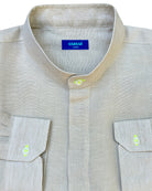 MENORCA Linen Shirt - Sand/Neon Yellow - CRASQI