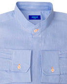 MENORCA Linen Shirt - Blue Sky/Neon Orange - CRASQI
