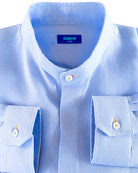 MENORCA Linen Shirt - Blue Sky/Neon Orange - CRASQI