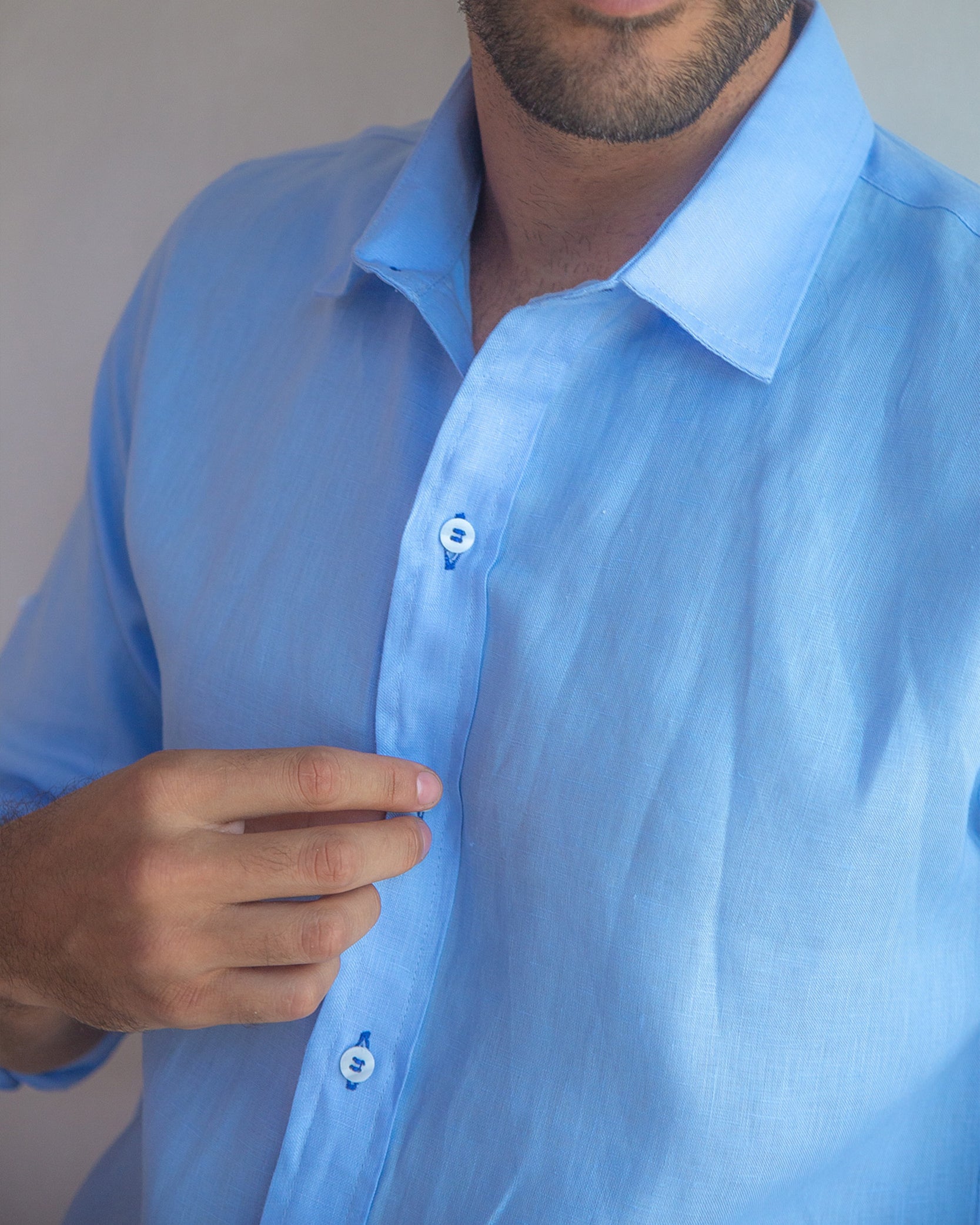 MALLORCA Linen Shirt - Blue Sky/Royal Blue - CRASQI