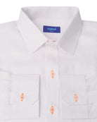 MALLORCA Linen Shirt - White/Neon Orange - CRASQI